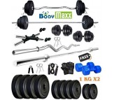 Body Maxx 20 Kg PVC Weight Plates, 5 and 3 ft Rod, 2 D. Rods Home Gym Equipment Dumbbell Set.